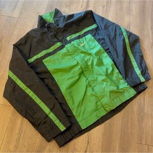Vintage 90s NIKE Full Swoosh Windbreaker Medium Black & Green